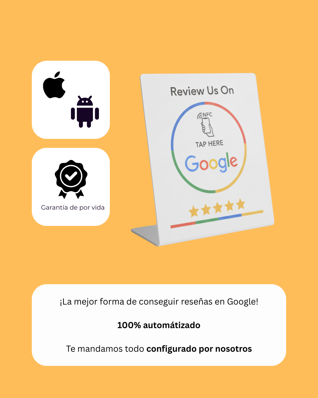 Torre NFC personalizada para reseñas de Google (mostrador)